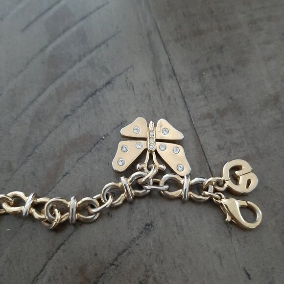 St. John gold tone Link Crystal Butterfly Charm Bracelet - Picture 3 of 4